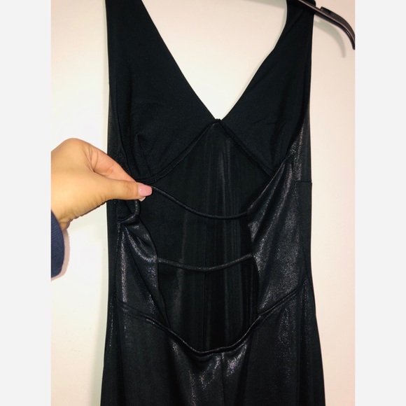 Sexy Metallic Black Halter Style Dress L - Picture 5 of 5